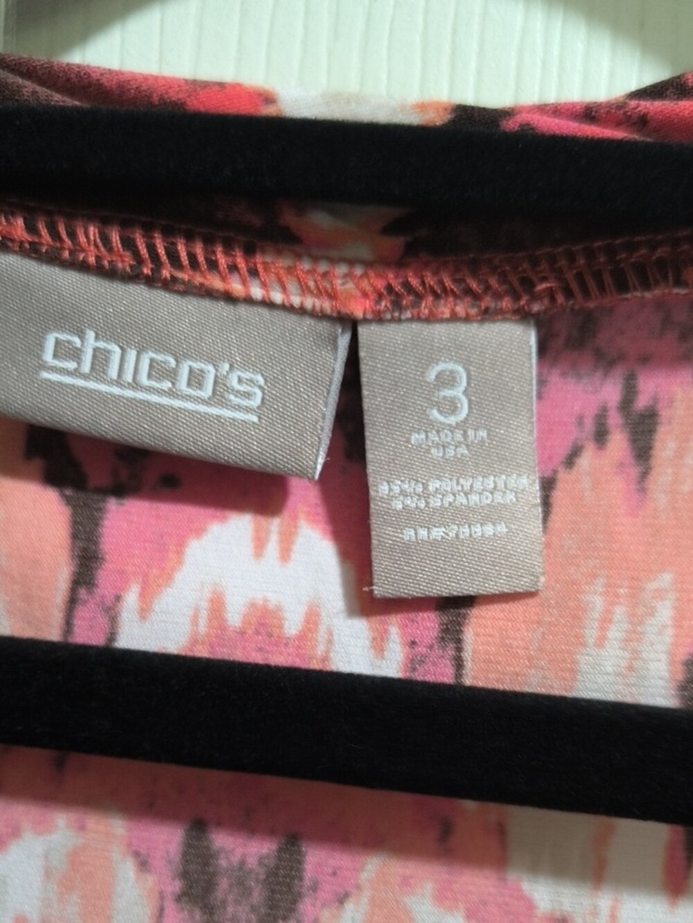 Chico's Coral Pink and Brown Ikat Long Sleeve Top - Picture 2 of 3